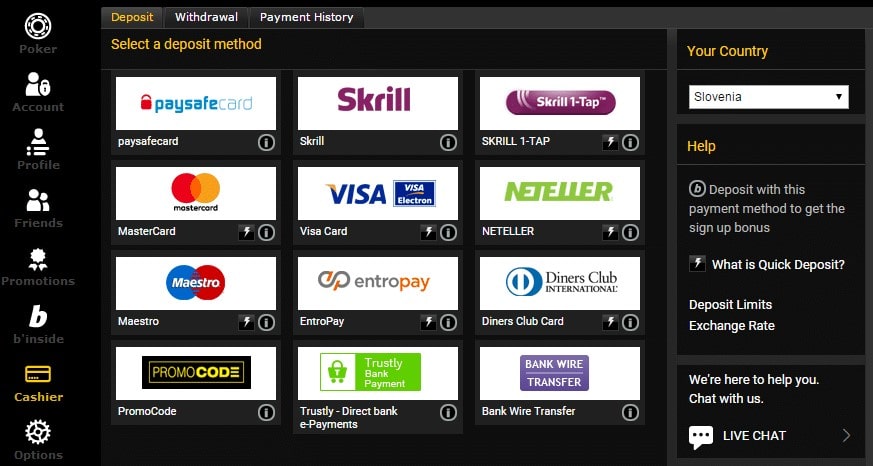 Bwin Payment Methods
